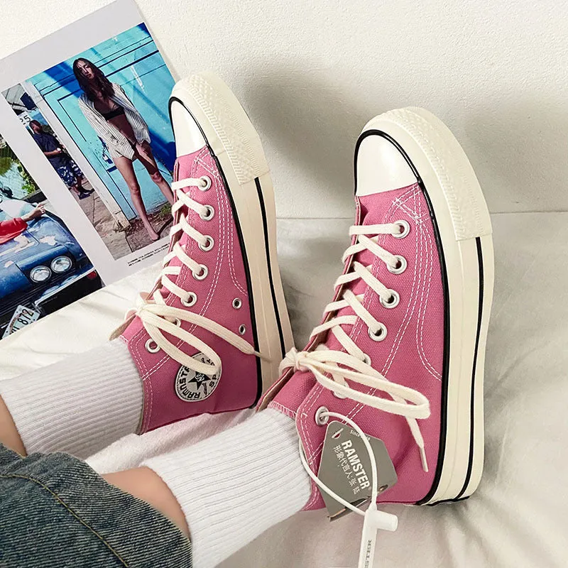 Pink Lace-up Canvas High-top Shoes Nike Cheerleading Sneakers