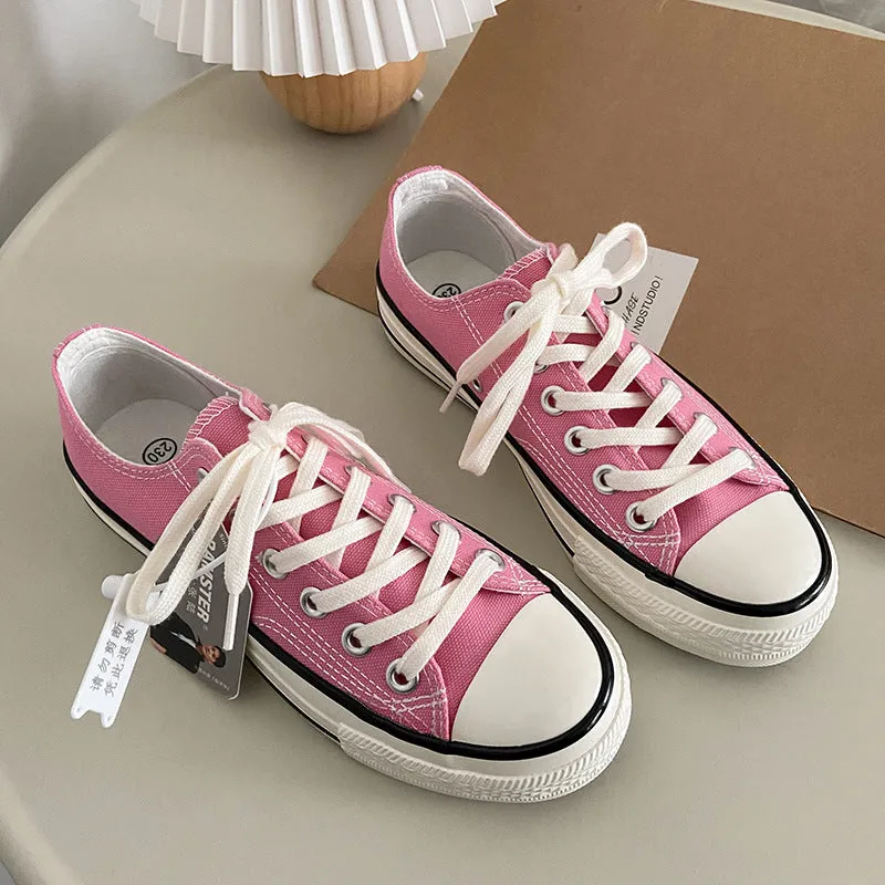 Pink Lace-up Canvas High-top Shoes Chanel Sneakers
