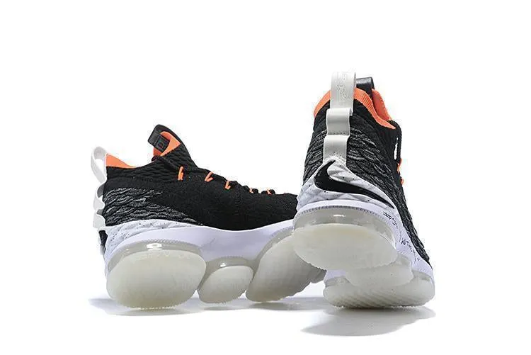 Best Asics Indoor Shoes Nike Lebron XV 15 Black White Orange Men Shoes Sale Size US 7-12