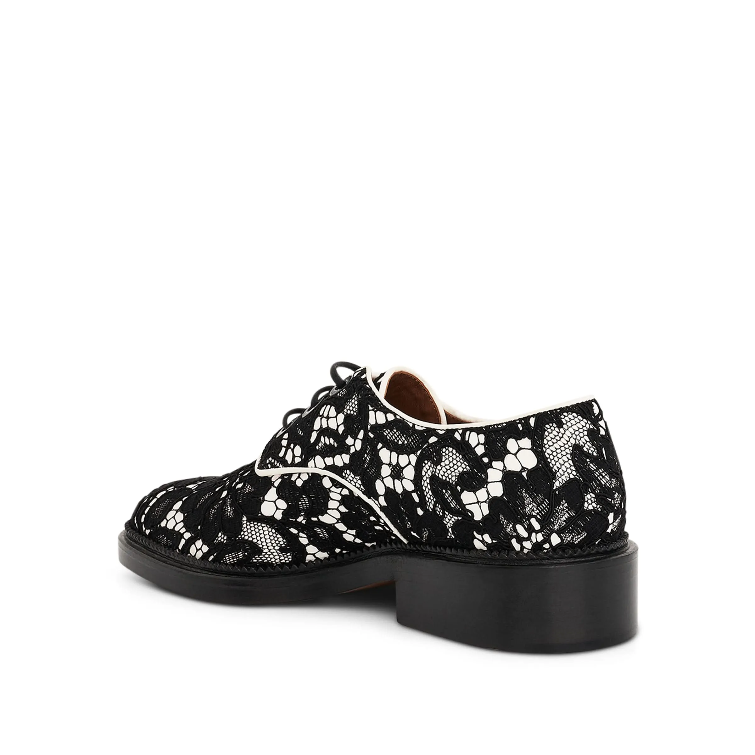 Masc Eyelets Derby Shoes in White Cabaret Lace Up Platform Oxford