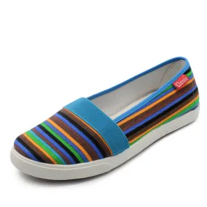 Bow Loafers Spring Women Loafers Soft Rainbow Stripe Slip On Flats For Summer Style Canvas Shoes Woman Plus Size 35-41