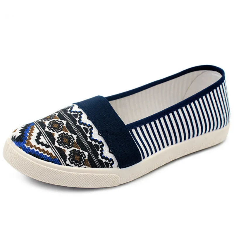 Bally Loafers Sale Spring Women Loafers Soft Rainbow Stripe Slip On Flats For Summer Style Canvas Shoes Woman Plus Size 35-41