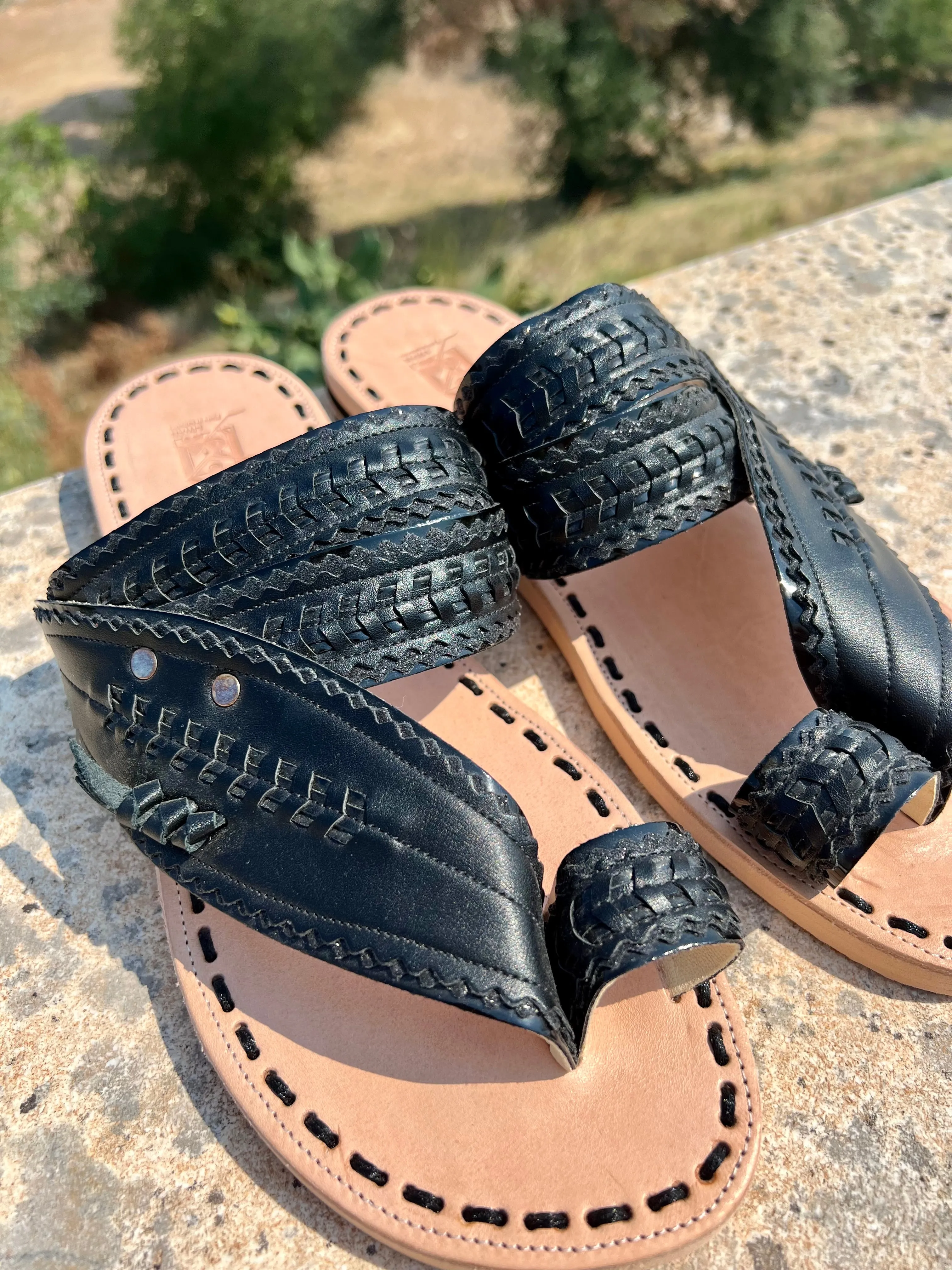 Cross Sandals Shoes Men - Liwan Shiny Black Jinane Sandals