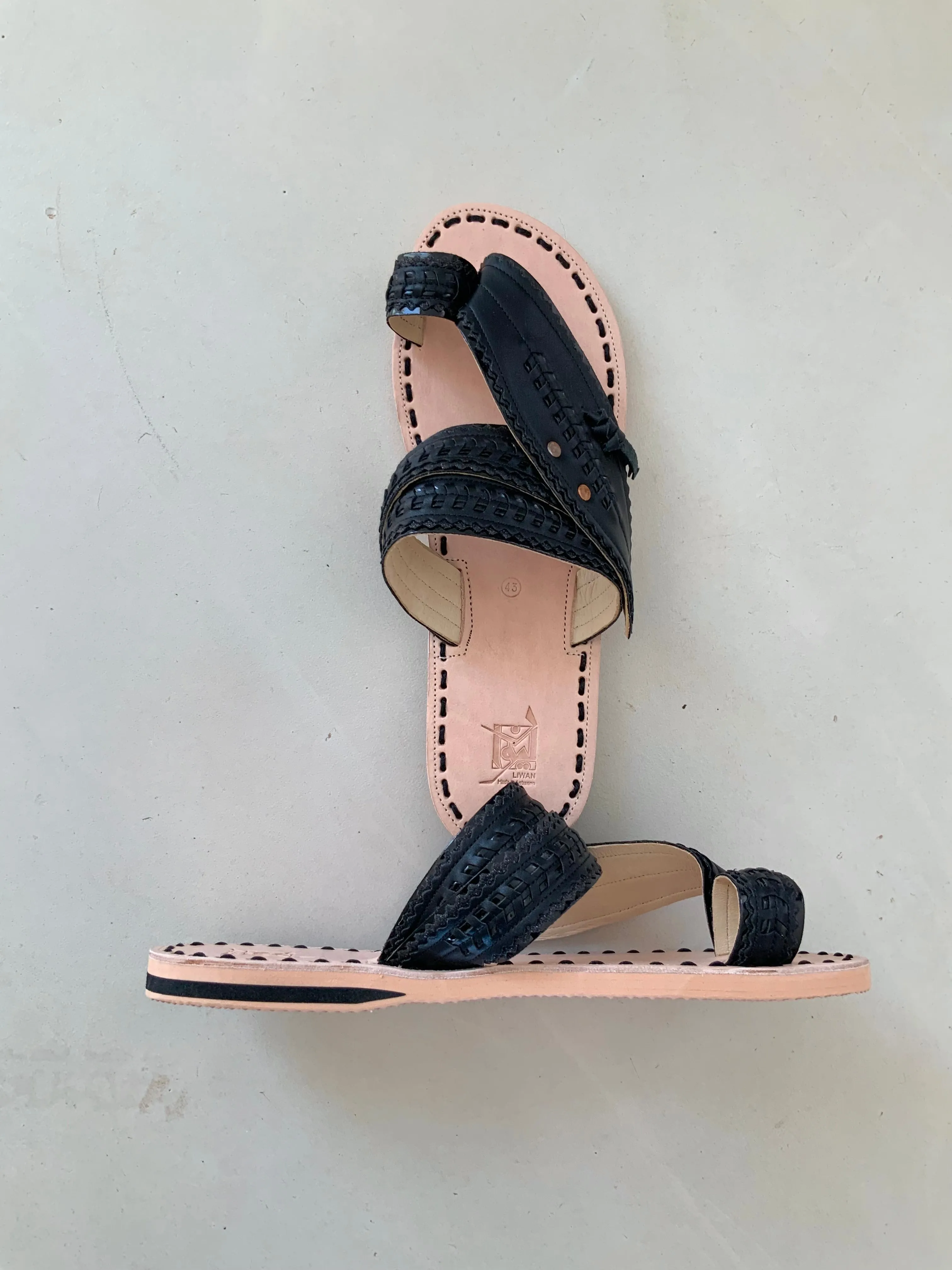 Shoes Men - Liwan Shiny Black Jinane Sandals Minnetonka Sandals