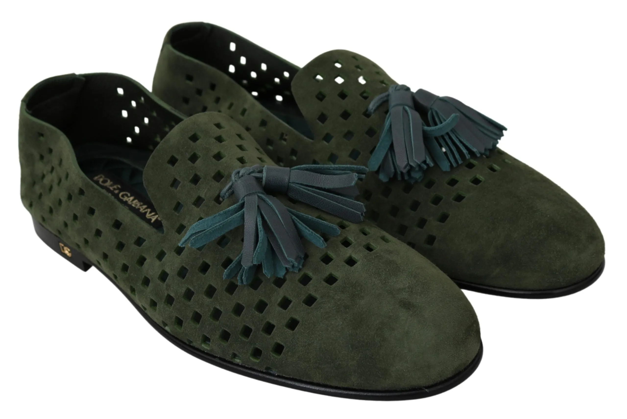 Loafers Wide Feet Dolce & Gabbana Green Suede Breathable Slippers Loafers Shoes