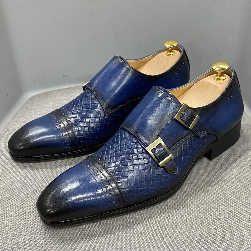 Drivers And Loafers La Ricchezza - Double Monk Alligator Print Leather Dress Shoes