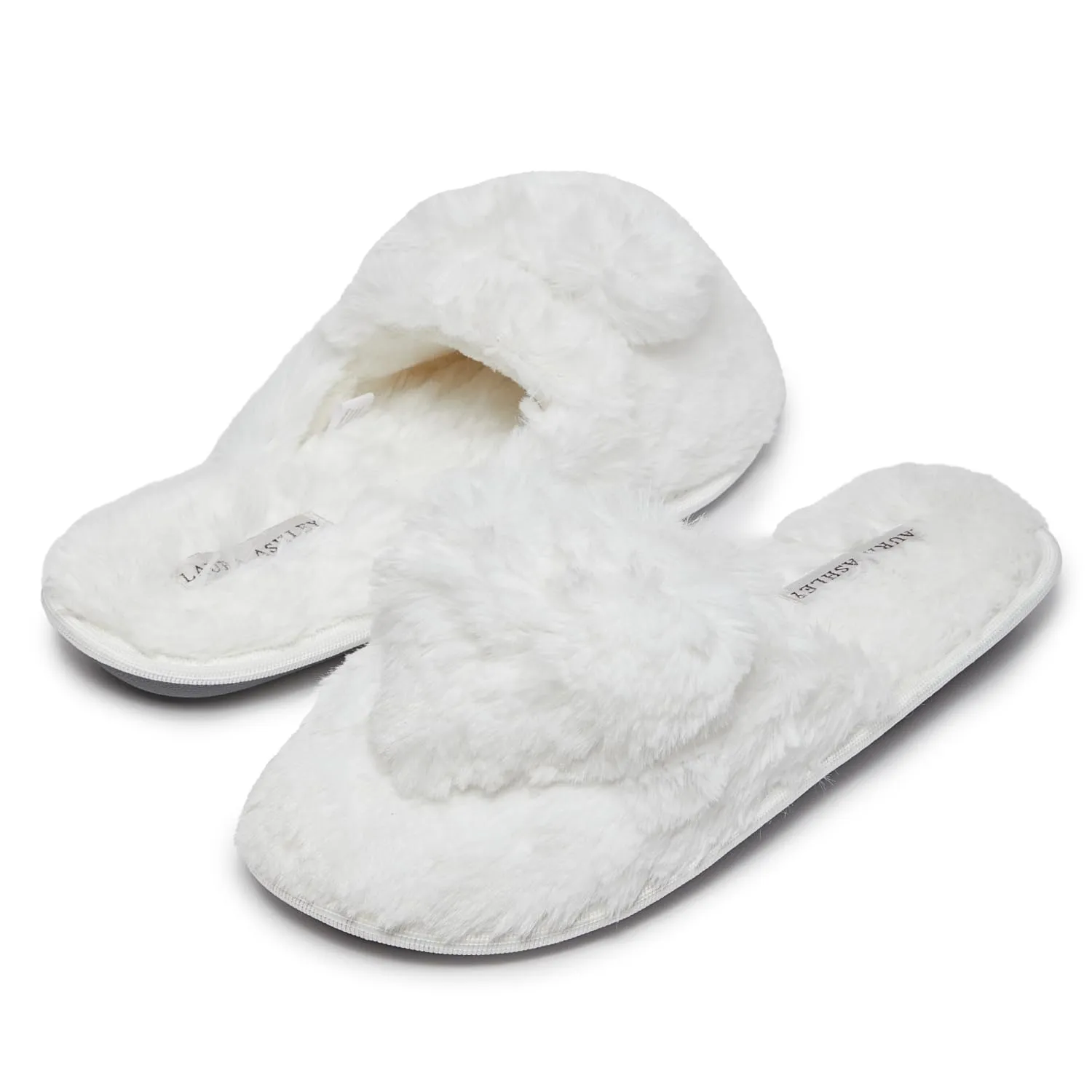 Laura Ashley Women's Slippers, Plush Faux Fur Memory Foam Scuff Slide Slippers, Heart Slip On Slippers for Women - Ladies Indoor House/Bedroom Shoes Clarks Slide Sandals