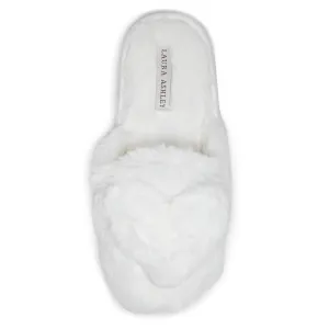 Slippers Pantuflas Laura Ashley Women's Slippers, Plush Faux Fur Memory Foam Scuff Slide Slippers, Heart Slip On Slippers for Women - Ladies Indoor House/Bedroom Shoes