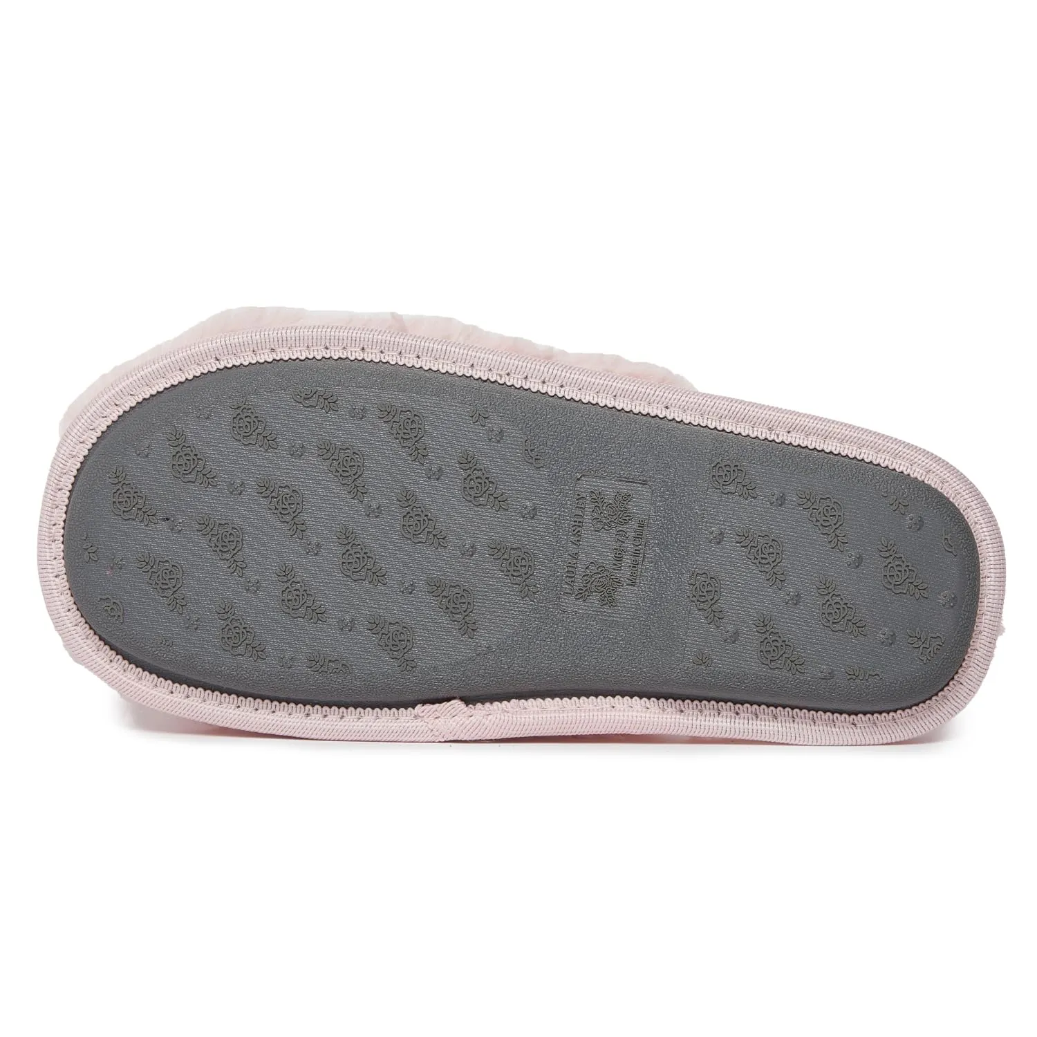 Cinderellas Slippers Laura Ashley Women's Slippers, Plush Faux Fur Memory Foam Scuff Slide Slippers, Heart Slip On Slippers for Women - Ladies Indoor House/Bedroom Shoes