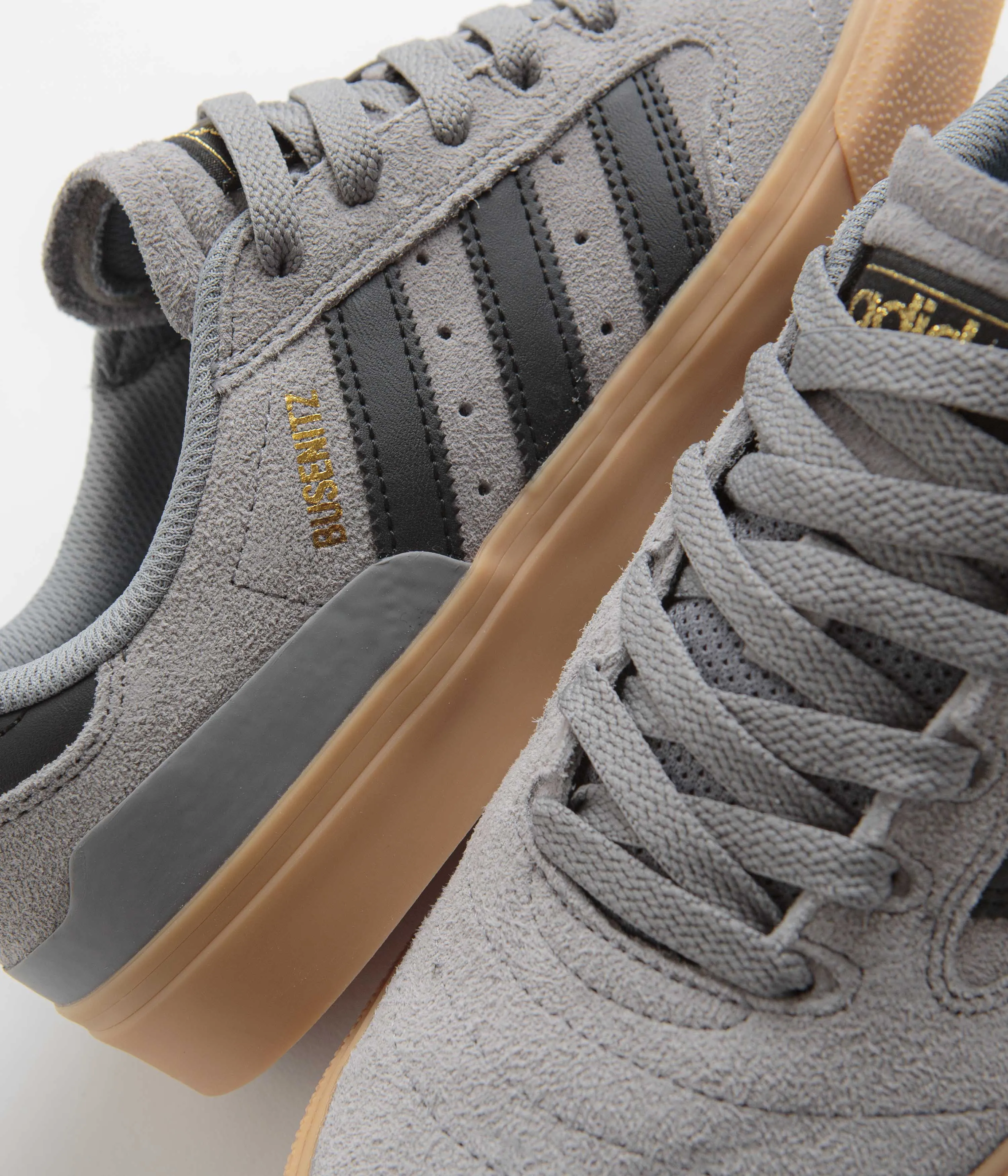 Adidas Busenitz Vulc II Shoes - Grey Three / Core Black / Gold Metallic Kayla Itsines Shoes Adidas
