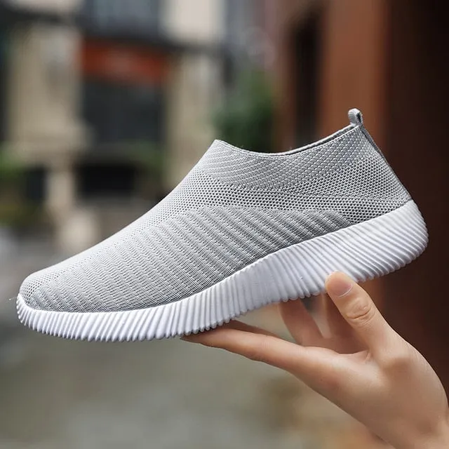 Women Vulcanized Shoes High Quality Women Sneakers Slip On Flats Shoes Women Loafers Plus Size 42 Walking Flat Shin Splints Flat Shoes