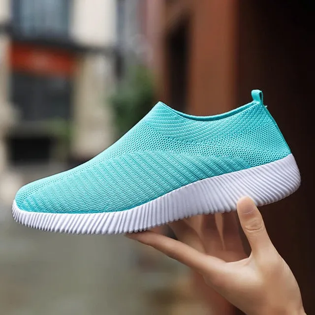 Flat Shoes For Prom Women Vulcanized Shoes High Quality Women Sneakers Slip On Flats Shoes Women Loafers Plus Size 42 Walking Flat