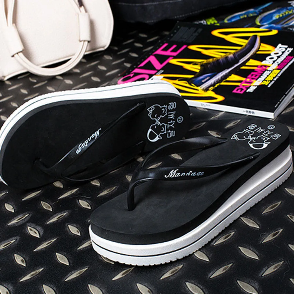 Wearing Flip Flops To Work Women Summer Beach Soft Wedge Shoes Flip Flops Flat Platform Slippers Gift