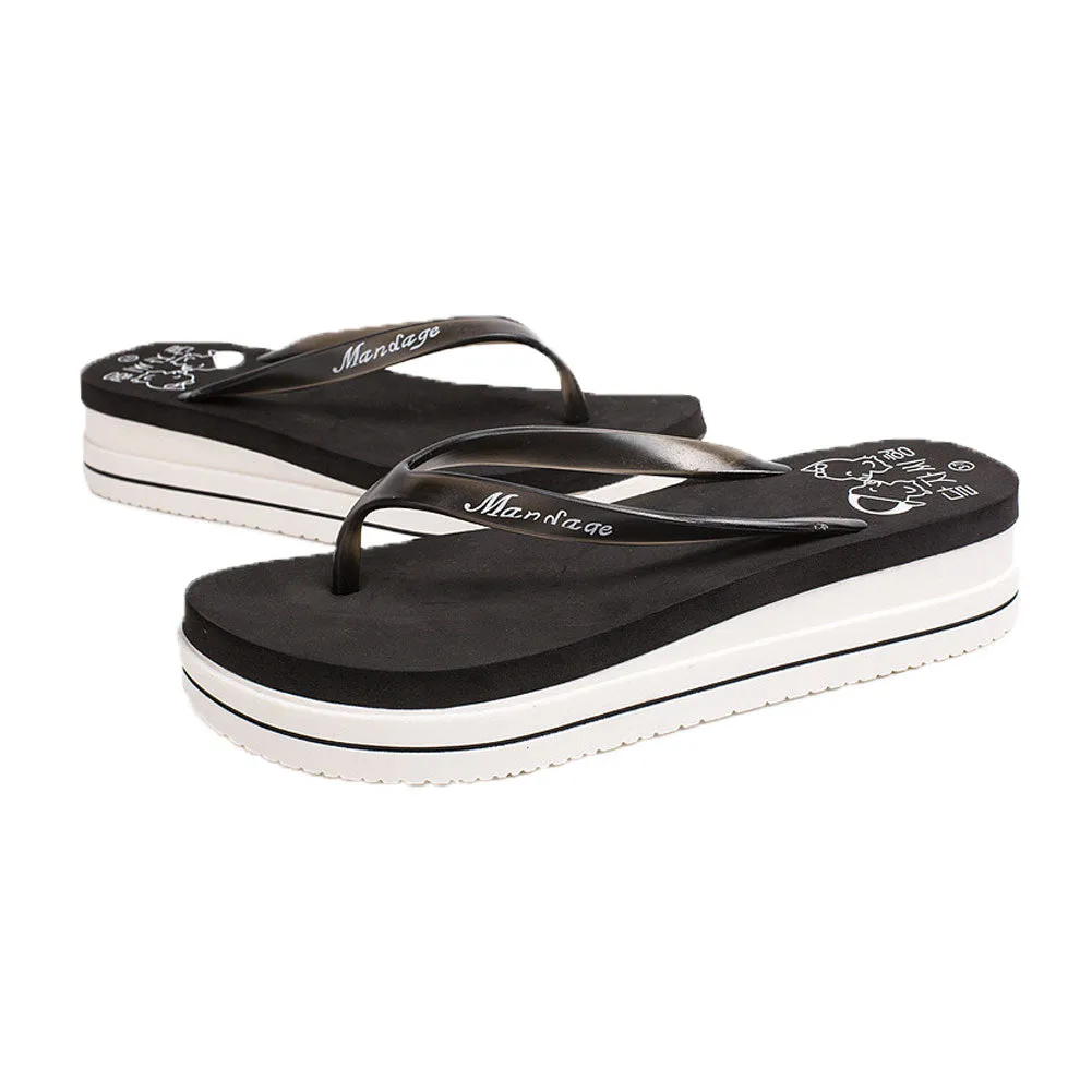 Women Summer Beach Soft Wedge Shoes Flip Flops Flat Platform Slippers Gift Extreme Flip Flops