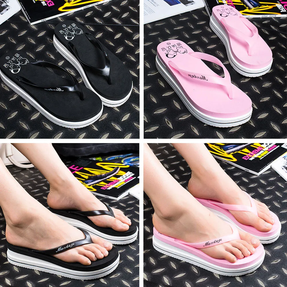 Soft Flip Flops With Arch Support Women Summer Beach Soft Wedge Shoes Flip Flops Flat Platform Slippers Gift
