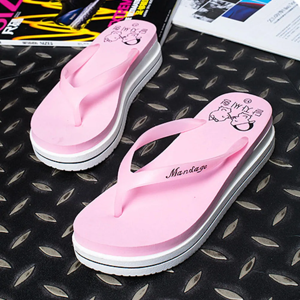 Hariman Flip Flops Women Summer Beach Soft Wedge Shoes Flip Flops Flat Platform Slippers Gift