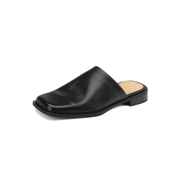 Purpdrank - 2023 Summer Women Shoes Mules Shoes for Women Square Toe Slippers Women Chunky Heel Cover Toe Slippers Shoes Zapatos De Mujer Slippers With Good Support