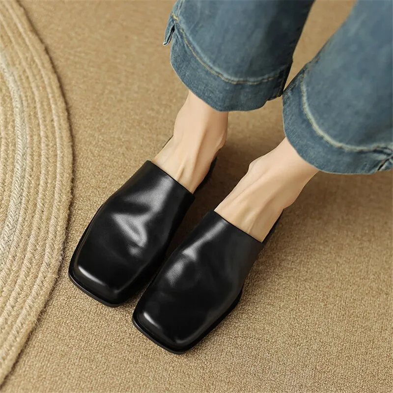 Ballerina Slippers For Wedding Purpdrank - 2023 Summer Women Shoes Mules Shoes for Women Square Toe Slippers Women Chunky Heel Cover Toe Slippers Shoes Zapatos De Mujer