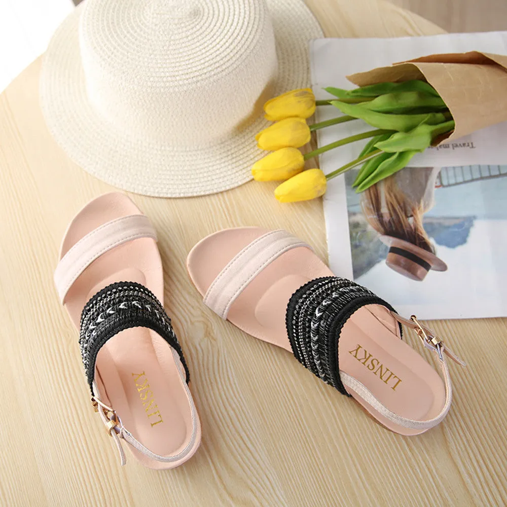Women Bohemia Slippers Flip Flops Flat Sandals Toe Beach Gladiator Ankle Shoes Flip Flops With Starfish
