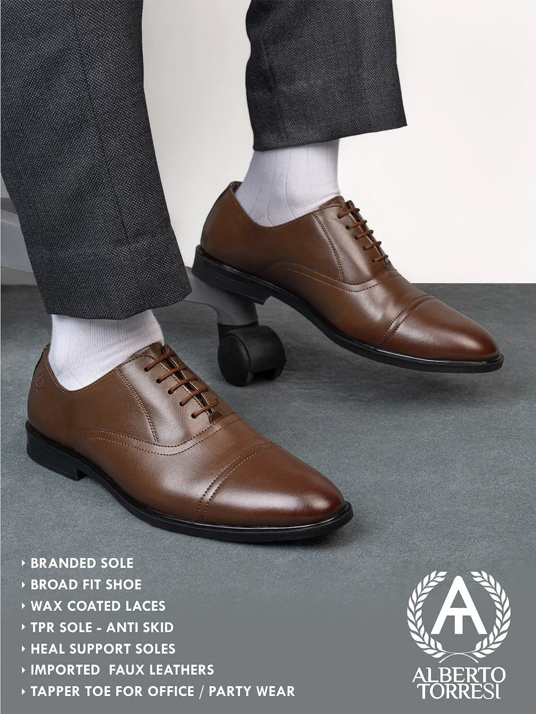 Alberto Torresi Tan Synthetic formal Shoes Best Boots For Working On Concrete