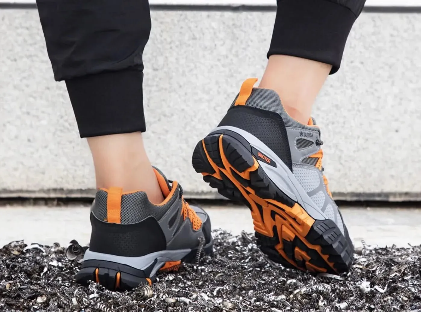 FitVille Men's Leather Hiking Shoes Good Work For Standing On Concrete