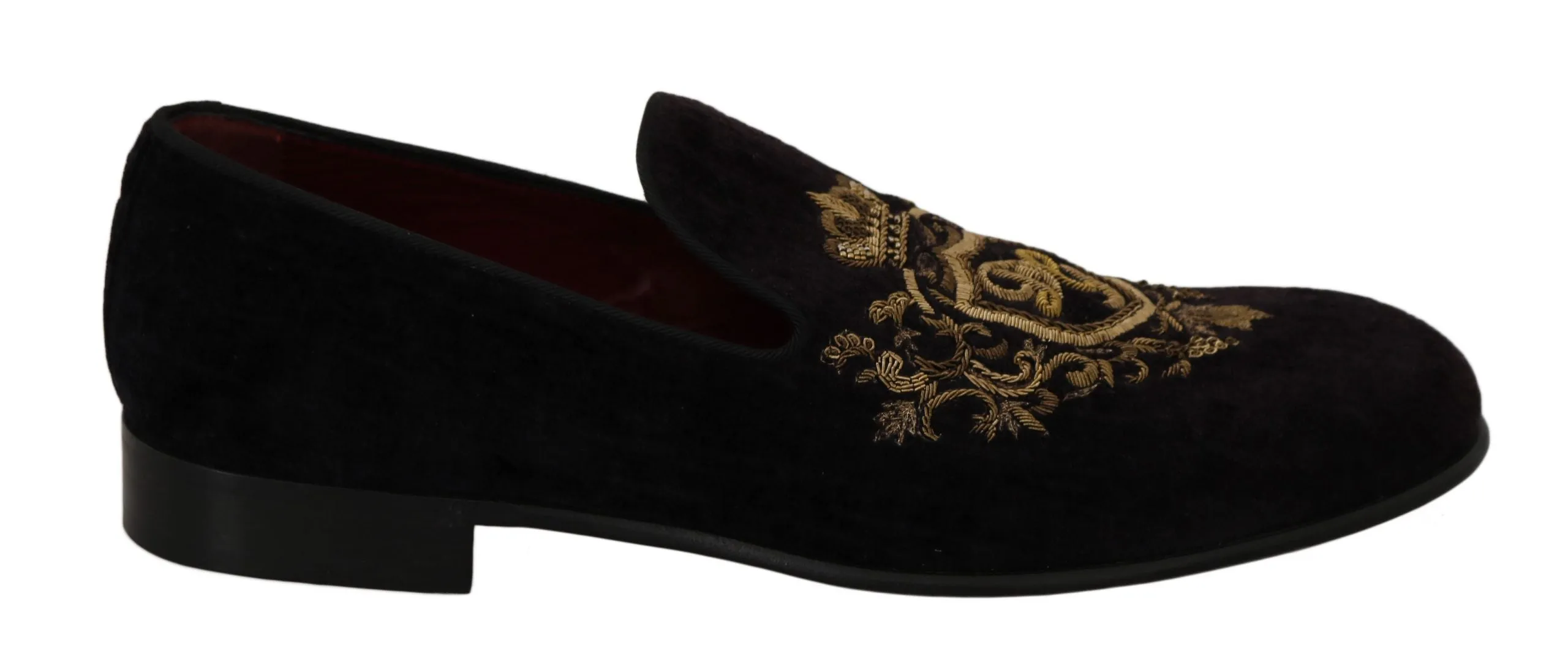 Dolce & Gabbana Elegant Black Loafers with Gold Crown Embroidery Gucci Loafers Driver