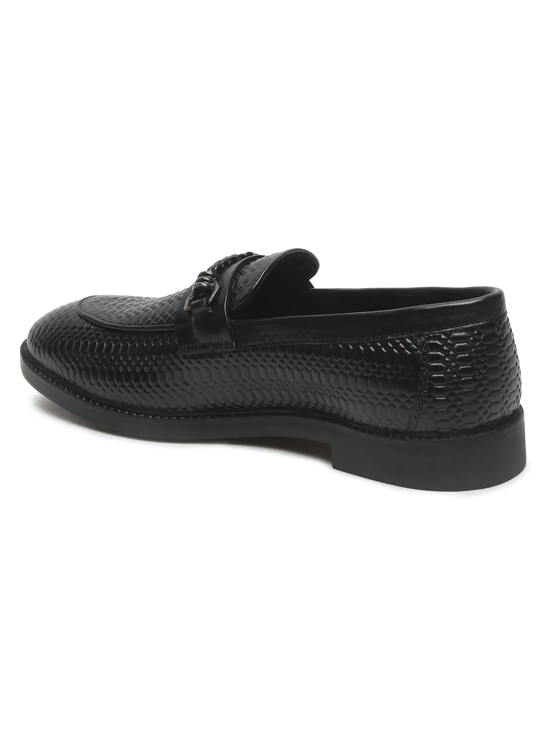 Gh Bass Lug Loafers Men's Black Texture Patterned Leather Loafers