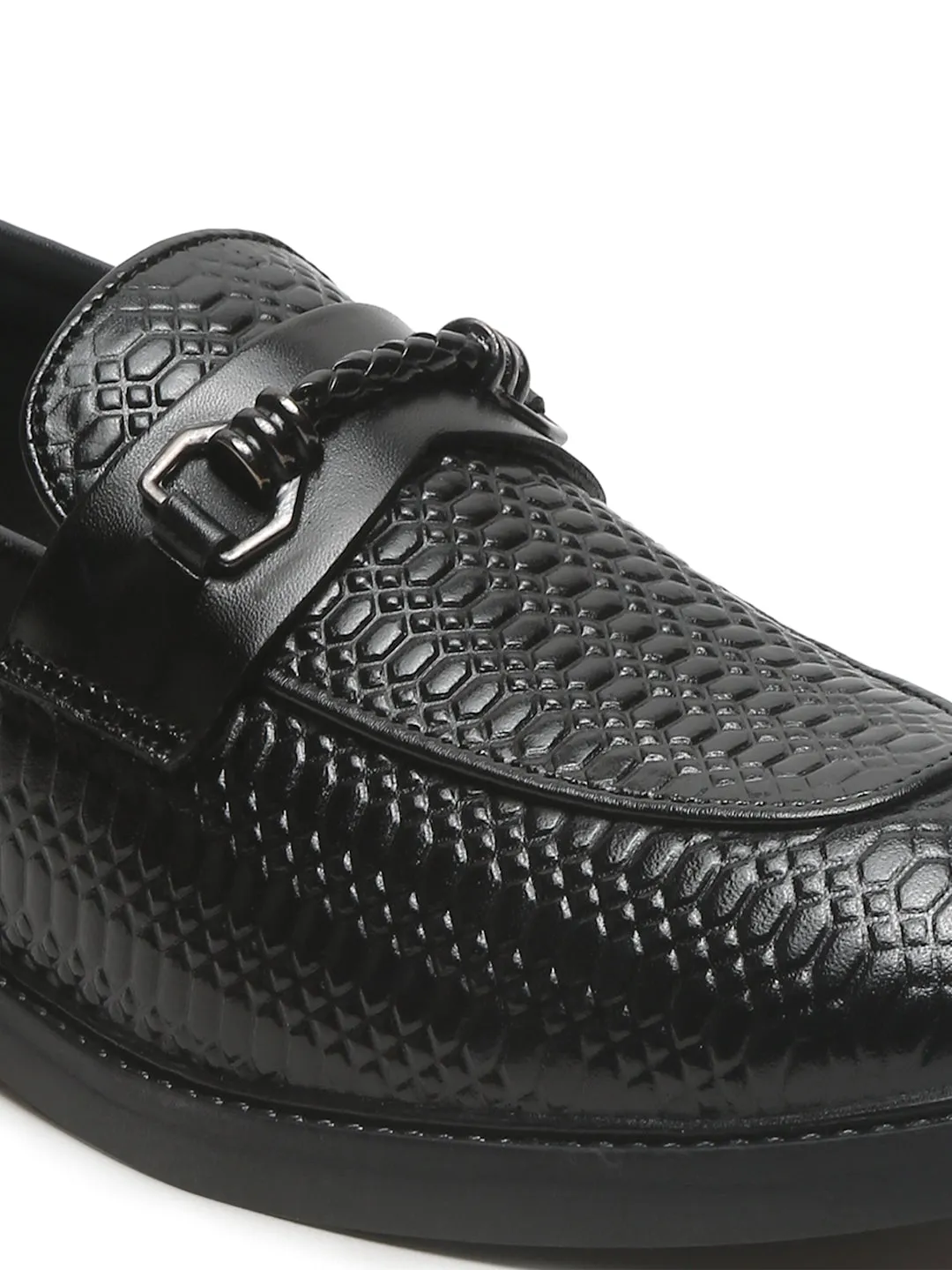 Stubbs And Wootton Loafers Men's Black Texture Patterned Leather Loafers
