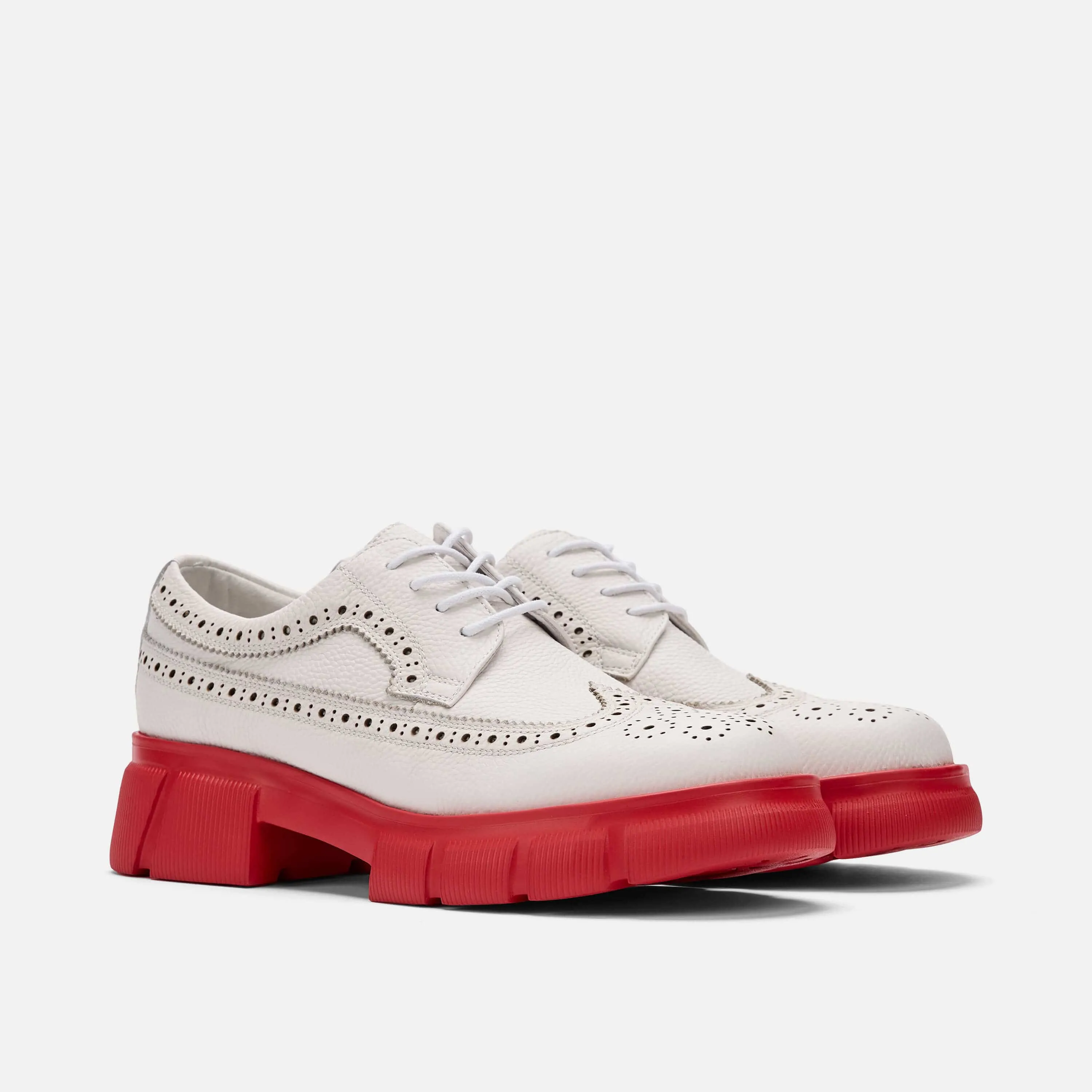 Ms. Alexander White/Red Leather Lug Wingtip Derby Types Of Oxfords