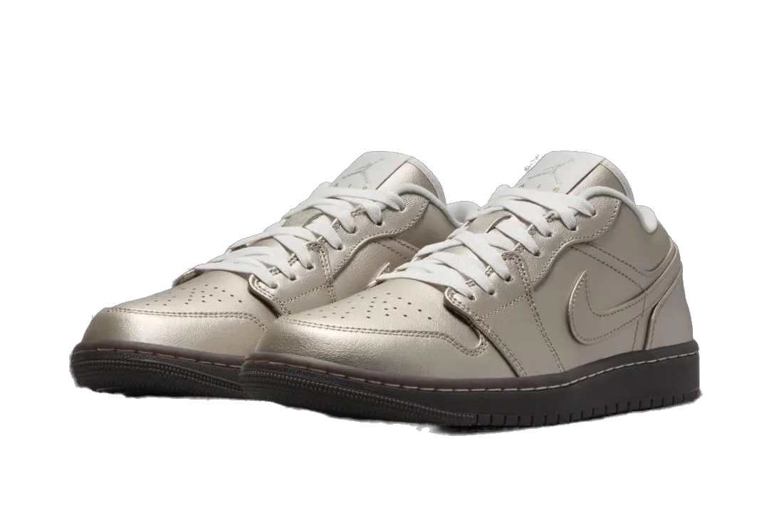 Nike Women's Jordan 1 Low Se Shoes - Metallic Zinc / Summit White / Velvet Brown Asics Gt-1000 13 Running Shoes