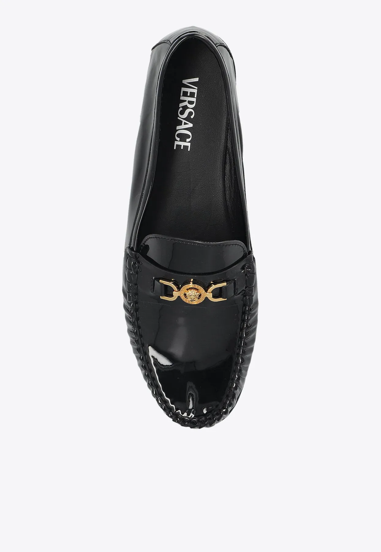 Medusa-Embellished Leather Loafers Comfortable Loafers For Walking