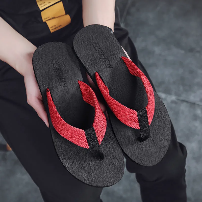 Men Beach Shoes Men's Slippers Summer Casual Non-Slip Slippers Flat Piped