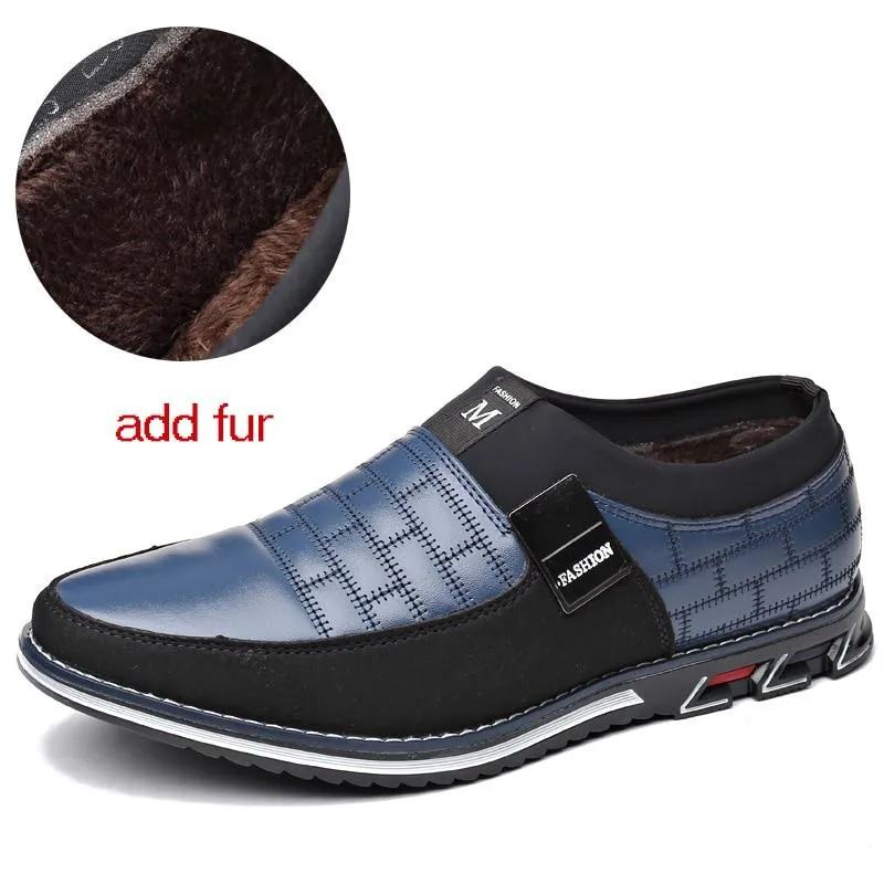 Men Genuine Leather Casual Breathable Slip on Shoes Shiny Leather Loafers