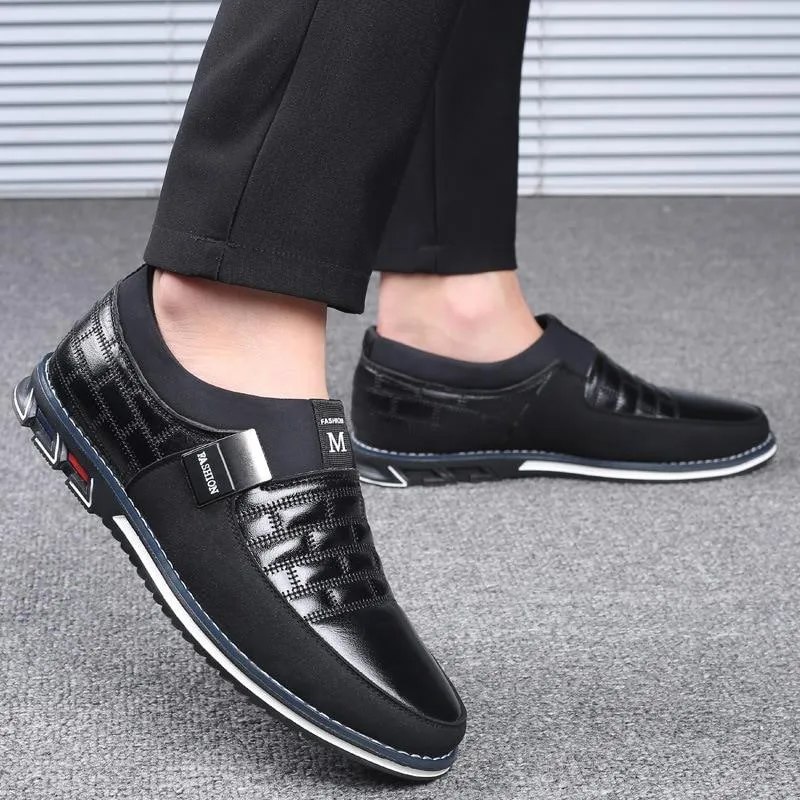 High Heel Platform Loafers Men Genuine Leather Casual Breathable Slip on Shoes