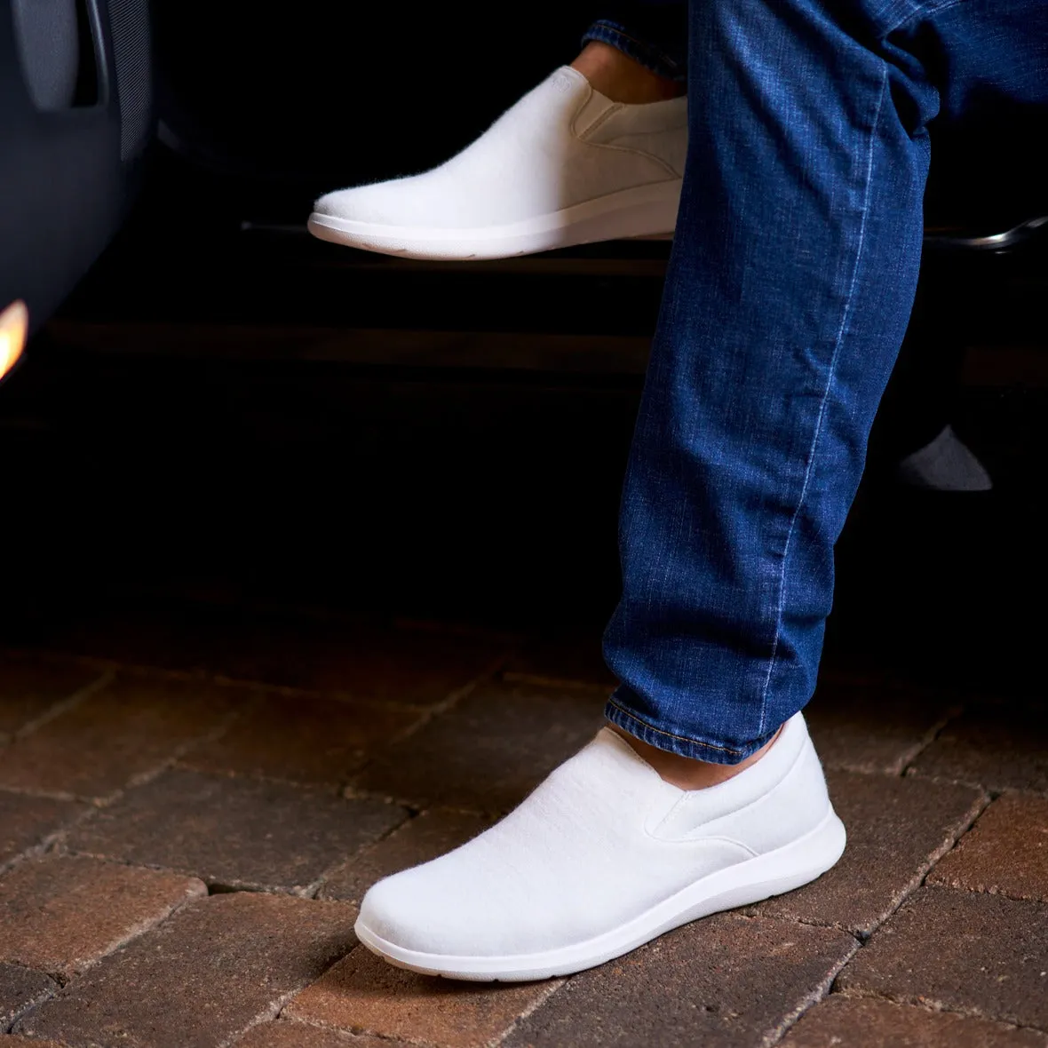 Slip On Wedge Shoes Men's Slip-Ons Natural White