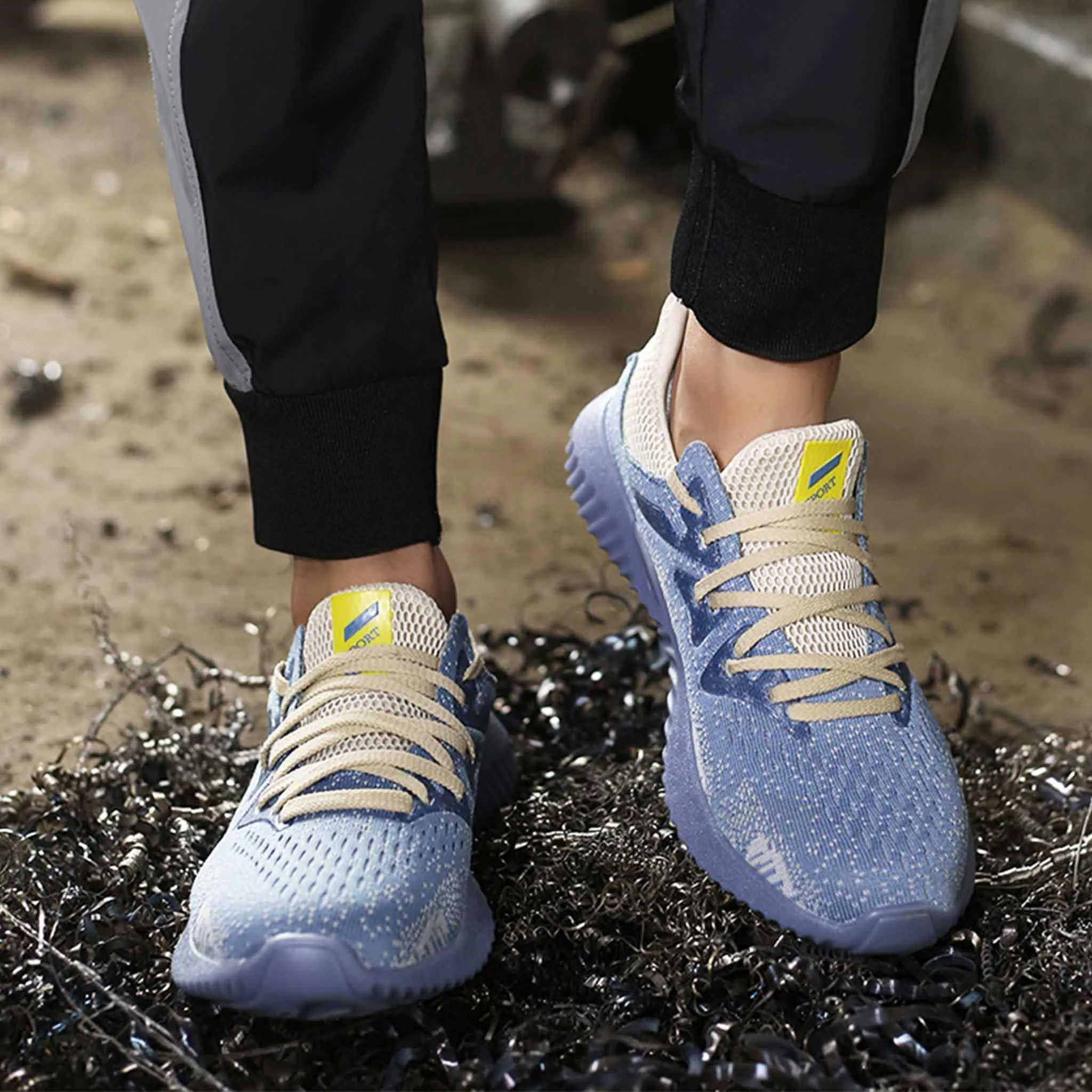 Work Boots Military Men's Stylish Blue Steel Toe Sneakers - Lightweight & Protective | B245