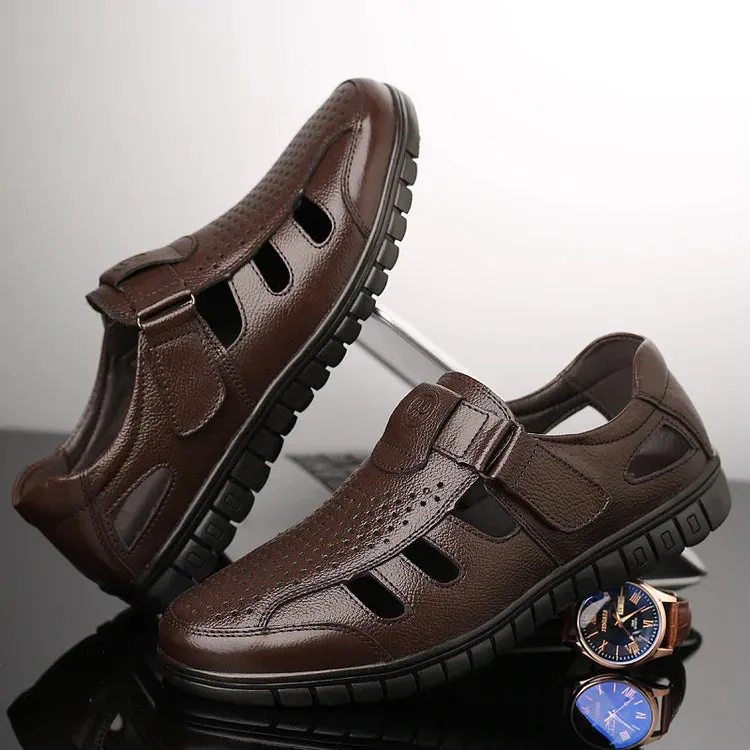 Wrap Around Sandals Men's Summer Genuine Leather Breathable Sandals
