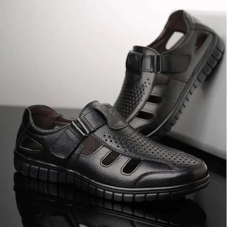 Men's Summer Genuine Leather Breathable Sandals Shoes Sandals Platform