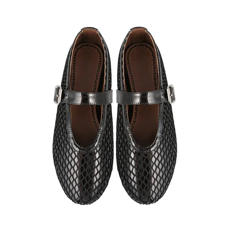 Mesh Round Toe Ballet Shoes Flat Shoes And Skirts
