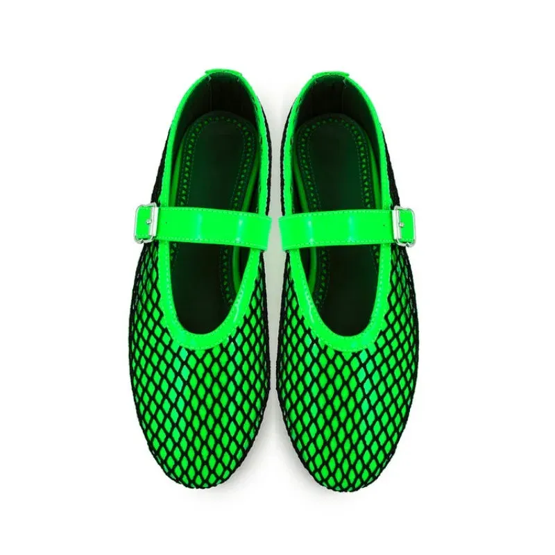 Mesh Round Toe Ballet Shoes Formal Wear With Flat Shoes