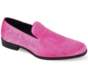 Loraine Bit Loafers Fuchsia Sequin Stone Men's Loafers Luxury Design Slip-on Dress Shoes