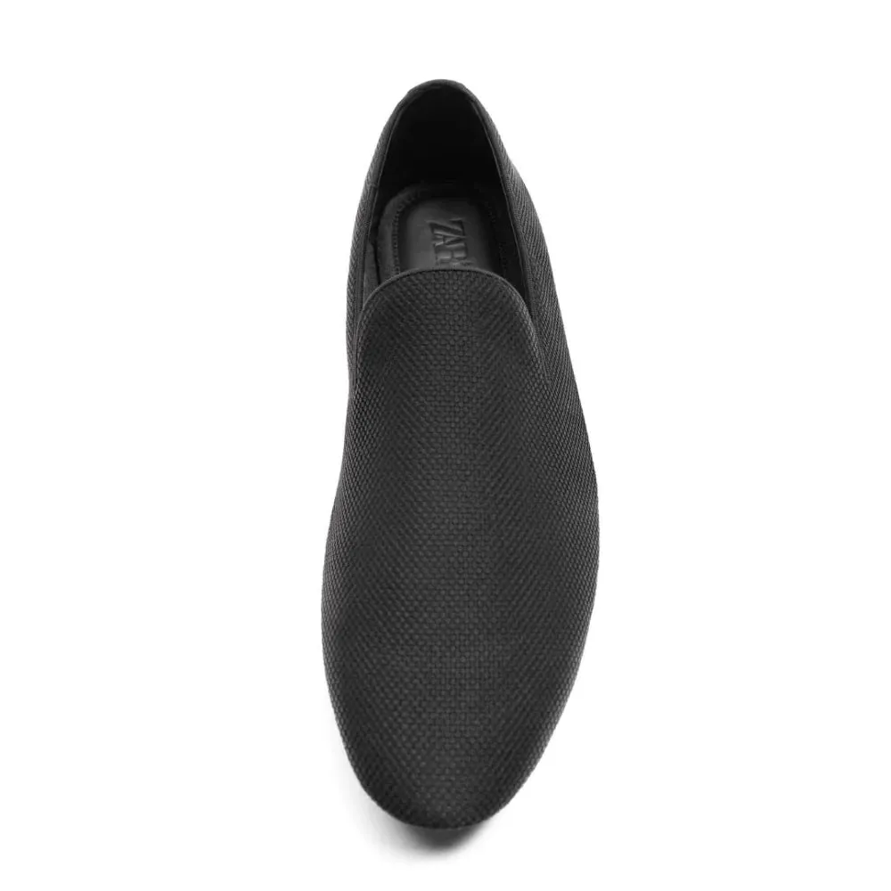 Snake Skin Loafers ZARA LEATHER FINISH LOAFERS 2605-920-040-BLK