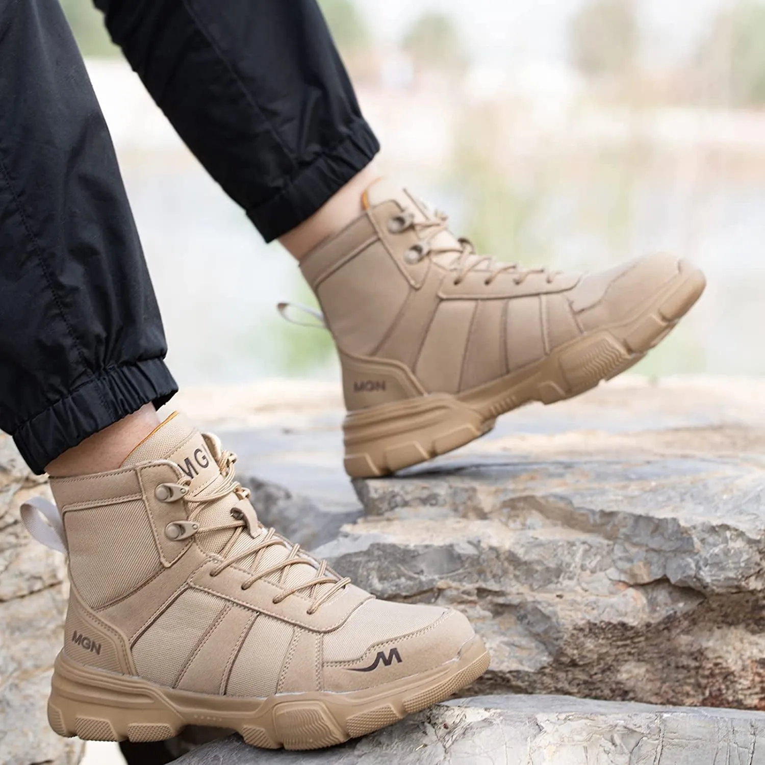 LIWEGHT Safety Boots Slip Resistant Steel Toe Cap Justin Lace Up Work Boots