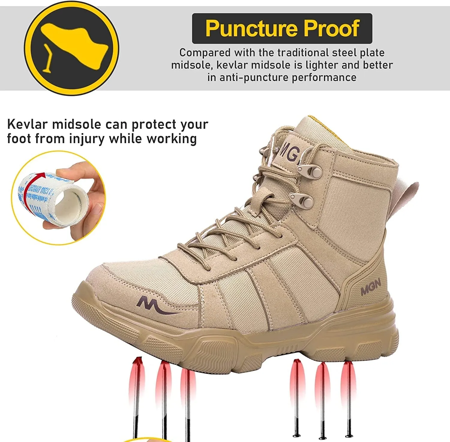 LIWEGHT Safety Boots Slip Resistant Steel Toe Cap Discontinued Work Boots