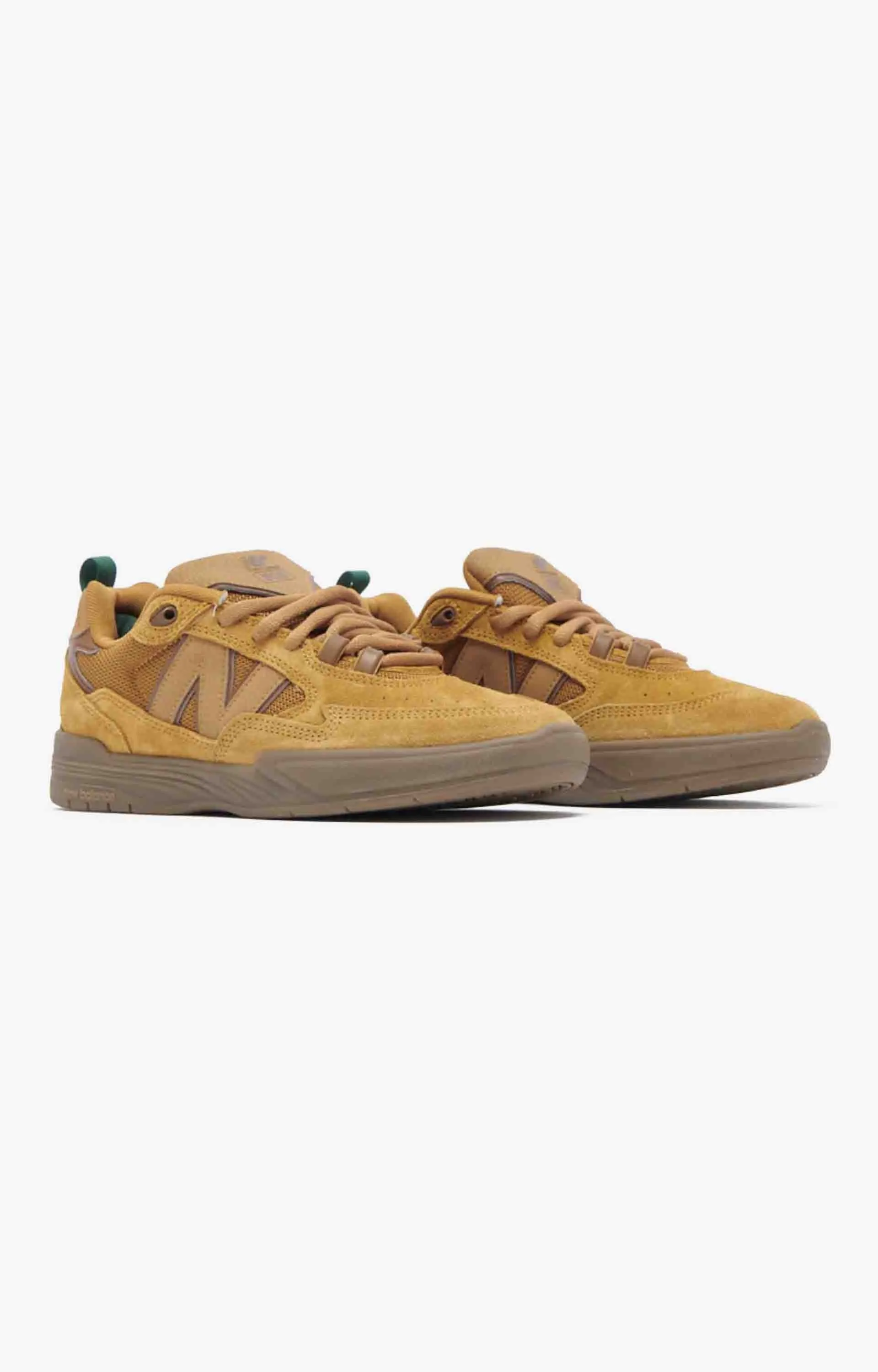 New Balance Numeric Tiagos NM808WHE Shoe, Wheat/Gum Suede New Balance Tan And Pink