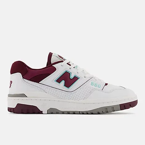 New Balance 550 White with burgundy New Balance 565