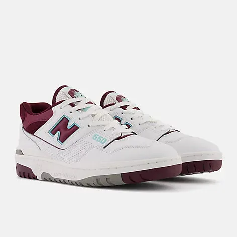 New Balance 550 White with burgundy New Balance Shoes Fresh Foam