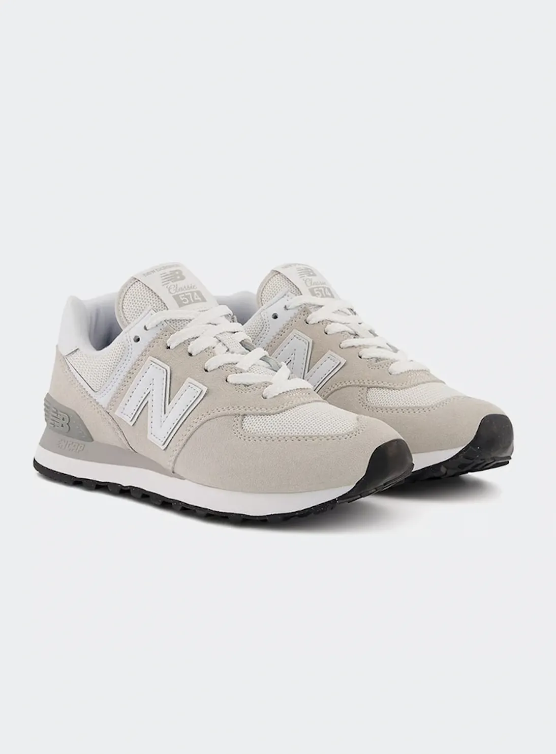 Grey New Balances New Balance Womens  WL574EVW Nimbus Cloud with White