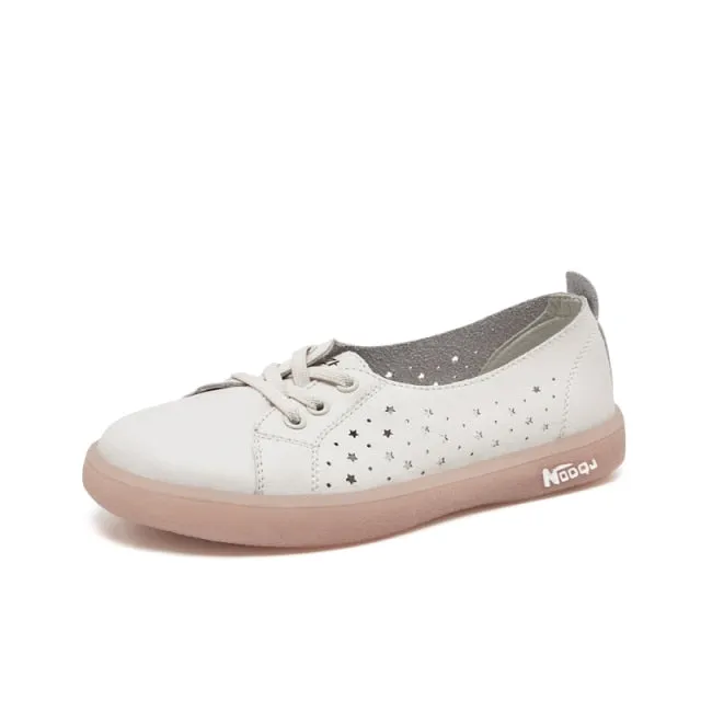 Size 12 Sneakers New Genuine Leather Women Sneakers Slip On Fashion Tennis Shoes