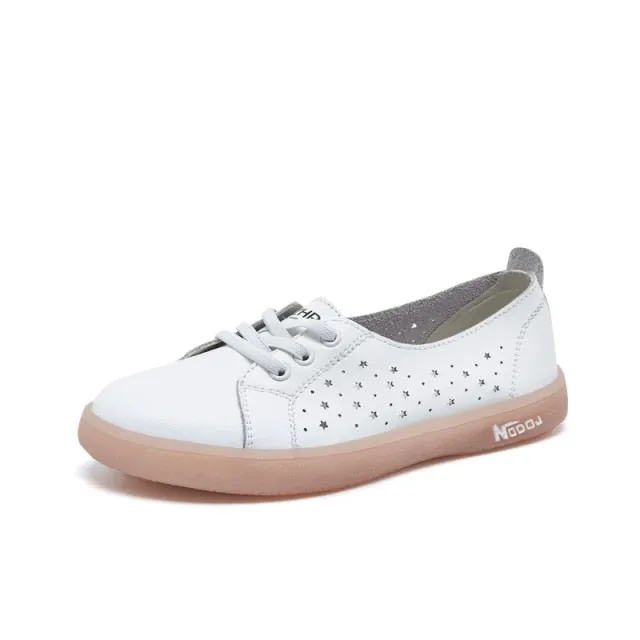 Line Dance Sneakers New Genuine Leather Women Sneakers Slip On Fashion Tennis Shoes